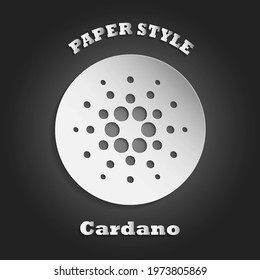 A paper style Cardano logo on black background