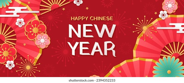 Paper style chinese new year background vector design in eps 10