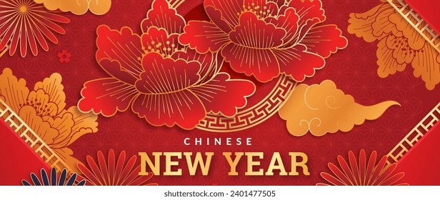 Paper style chinese new year background vector design in eps 10