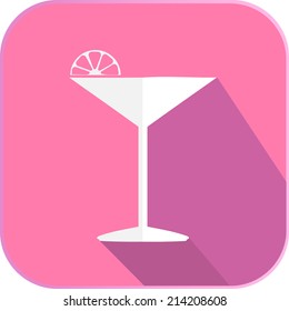 paper style cocktail icon on pink background vector illustration 