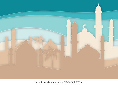 Paper style design islam background arabic muslim