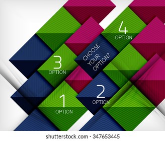 Plantillas de diseño de estilo de papel, fondo abstracto cuadrado, diseño geométrico. Ilustración de la infografía vectorial