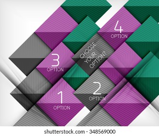 Designvorlagen im Papierstil, quadratischer abstrakter Hintergrund, geometrisches Layout. Vektorgrafik-Infografik