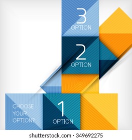 Designvorlagen im Papierstil, quadratischer abstrakter Hintergrund, geometrisches Layout. Vektorgrafik-Infografik