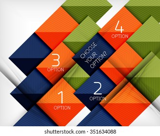 Plantillas de diseño de estilo de papel, fondo abstracto cuadrado, diseño geométrico. Ilustración de la infografía vectorial