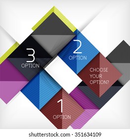 Designvorlagen im Papierstil, quadratischer abstrakter Hintergrund, geometrisches Layout. Vektorgrafik-Infografik