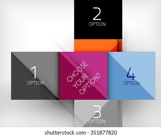 Plantillas de diseño de estilo de papel, fondo abstracto cuadrado, diseño geométrico. Ilustración de la infografía vectorial