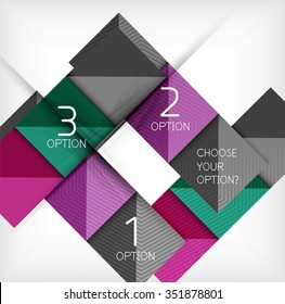 Paper style design templates, square abstract background, geometric layout. Vector infographic illustration