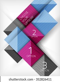 Plantillas de diseño de estilo de papel, fondo abstracto cuadrado, diseño geométrico. Ilustración de la infografía vectorial