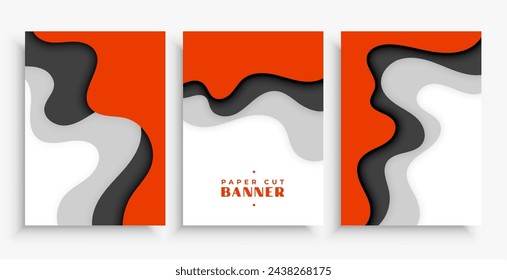 paper style fluid smooth motion abstract banner in collection vector