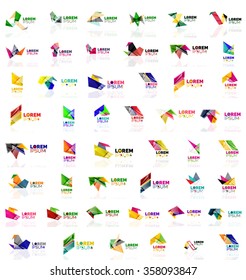 Paper style geometric shapes with glass effects. Corporate abstract logo design icon concepts