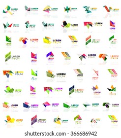 Paper style geometric shapes with glass effects. Corporate abstract logo design icon concepts