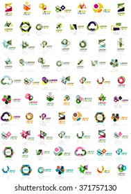 Paper style geometric shapes with glass effects. Corporate abstract logo design icon concepts
