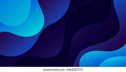 Paper style gradient blue wavy background vector design in eps 10
