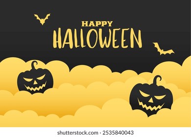 paper style happy halloween background for social media post vector