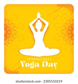 paper style happy international yoga day background design vector