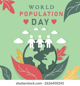Ilustração estilo papel para o dia da população mundial com projeto de amor