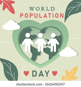 Paper style illustration for world population day with love design
