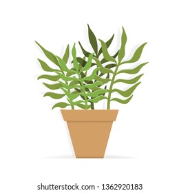 Paper style indoor plant in a flower pot. Hand drawn vector succulent in paper art style. 