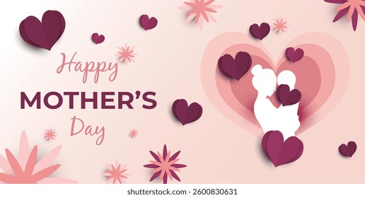 Paper style landing page template for mother's day celebration