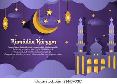 Paper style ramadan kareem greeting abstract background 