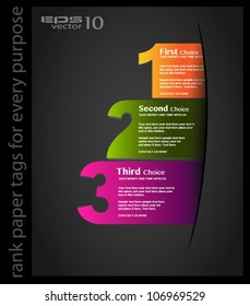 Paper style Ranking tags to classification or product rating. Shadows are transparent. Easy cut and paste on every surface.