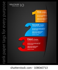 Paper style Ranking tags to classification or product rating. Shadows are transparent. Easy cut and paste on every surface.