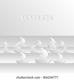 paper style ships in the sea