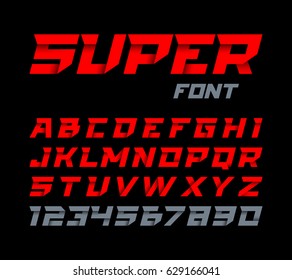 Paper style Super font. Italic type, alphabet and numbers