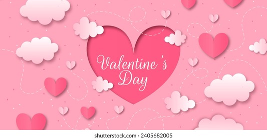 Paper style valentines day background vector design in eps 10