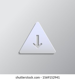 Paper style vector icon, arrow, down, pyramid paper style, icon