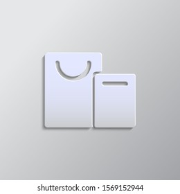 Paper style vector icon, bags, shopping paper style, icon