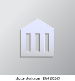 Paper style vector icon, bank, building, business paper style, icon