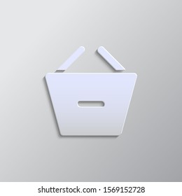 Paper style vector icon, basket, remove, shopping paper style, icon