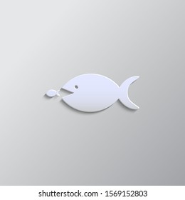 Paper style vector icon, big, fish, small, business paper style, icon