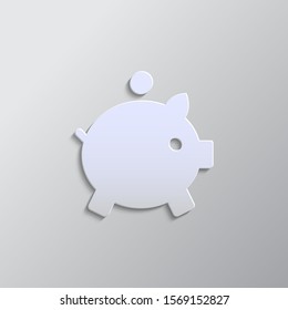 Paper style vector icon, cash, money, piggy bank paper style, icon