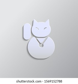 Paper style vector icon, cat, lucky paper style, icon