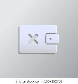 Paper style vector icon, delete, money, wallet paper style, icon