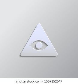 Paper style vector icon, eye, pyramid paper style, icon