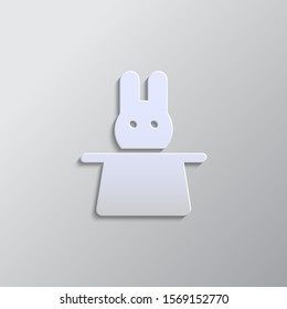 Paper style vector icon, hat, rabbit paper style, icon