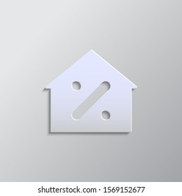 Paper style vector icon, house, mortgage paper style, icon