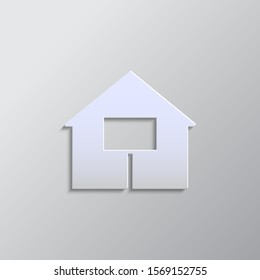 Paper style vector icon, house, sold paper style, icon