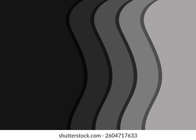 Paper style wavy background. Paper style grayscale color wavy background vector design. Vector Illustration.