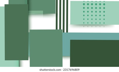 Paper style white and green background. Geometrical pattern design banner