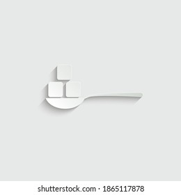 Paper Suger Icon. Suger On A Spoon Sign Vector