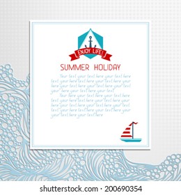 Paper summer design. Template for your design. There is place for your text.