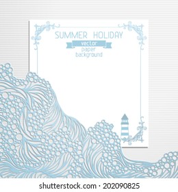 Paper summer design. Template for your design. There is place for your text.