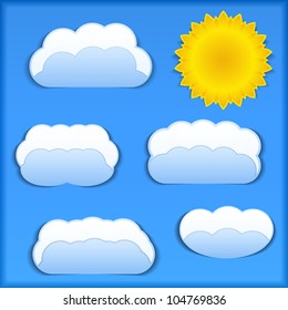 Paper Sun and Clouds, vector eps10 illustration