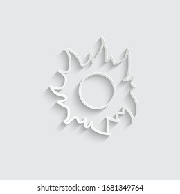 Papier-Sonnensymbol. Vektorillustration der weißen Sonne. Wettersymbol