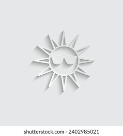 paper sun with a sunglasses icon vector summer icon